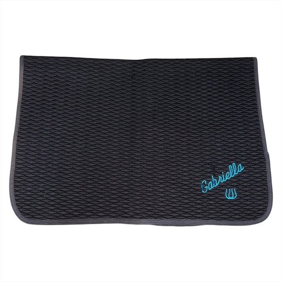 Horse Saddle Pad Custom Embroidered Gabriella Baby Pad Black Blue - Picture 1 of 5